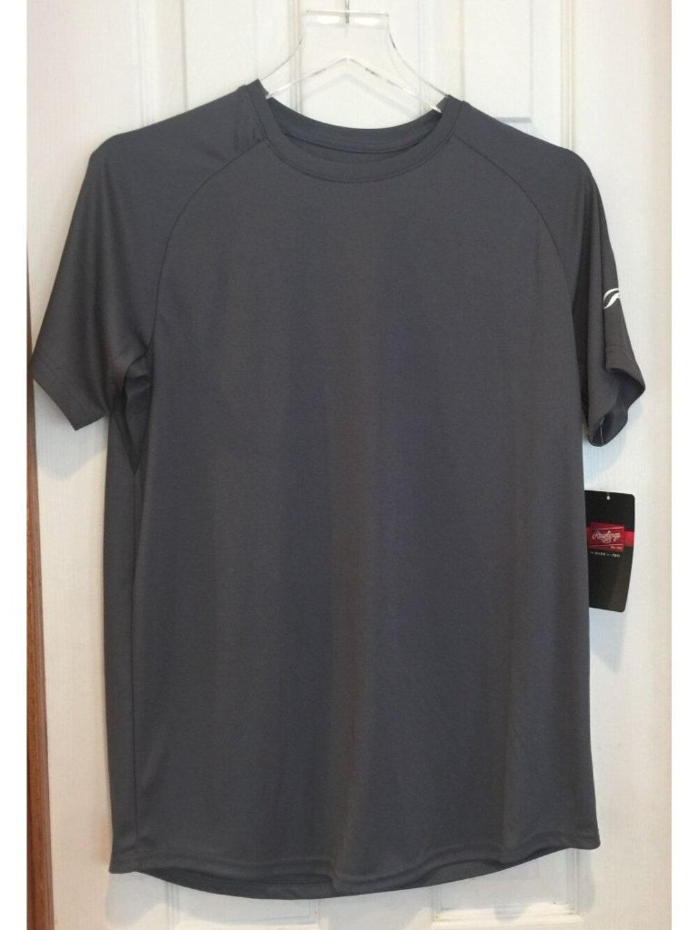 RAWLINGS Boys Youth XL Gray Polyester Short Sleeve Tee Shirt